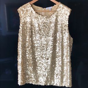 Isaac Mizrahi sequined gold camisole